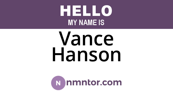 Vance Hanson