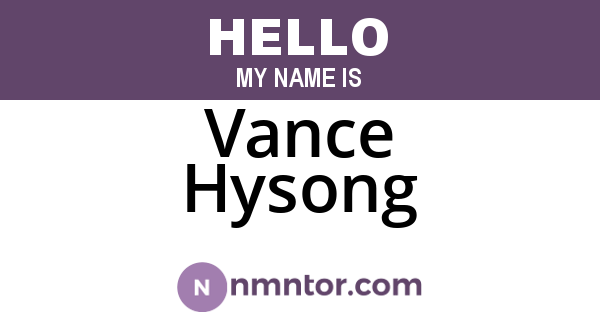 Vance Hysong