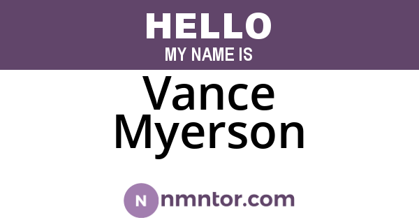 Vance Myerson
