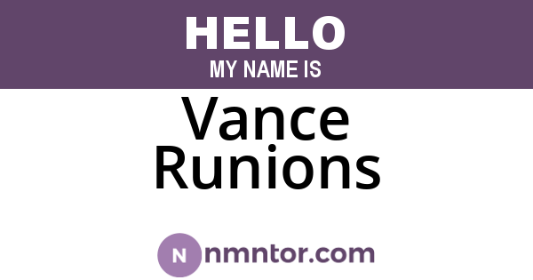 Vance Runions