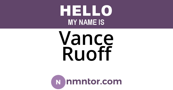 Vance Ruoff