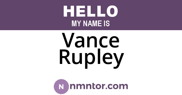 Vance Rupley