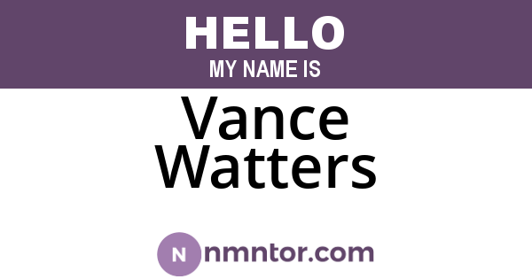Vance Watters