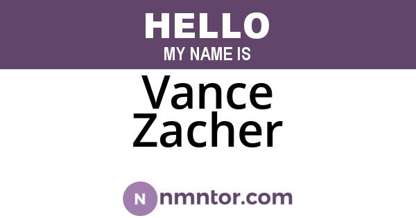Vance Zacher