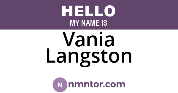 Vania Langston
