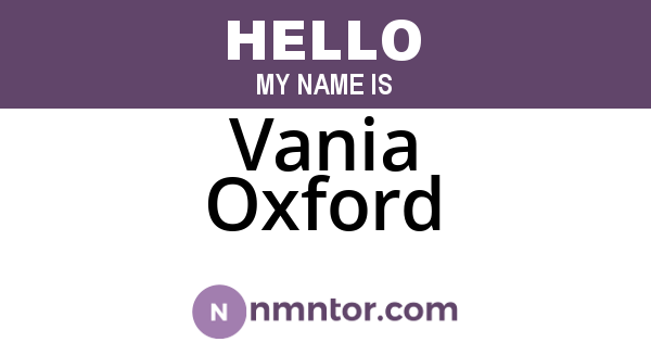 Vania Oxford