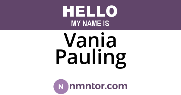 Vania Pauling