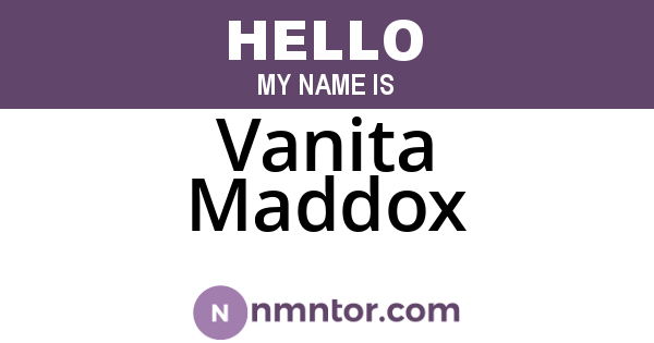 Vanita Maddox