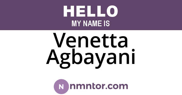 Venetta Agbayani