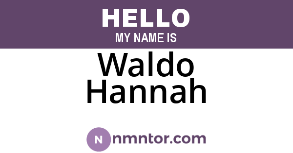 Waldo Hannah