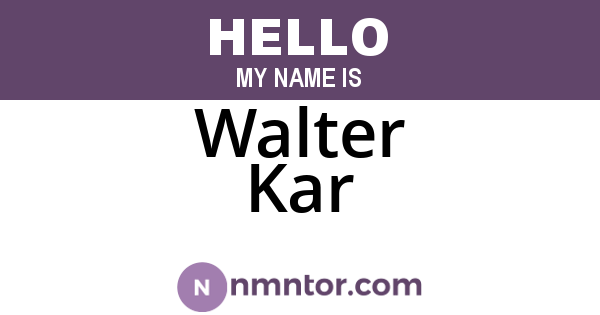 Walter Kar