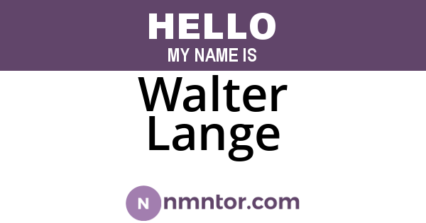 Walter Lange