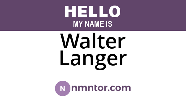 Walter Langer