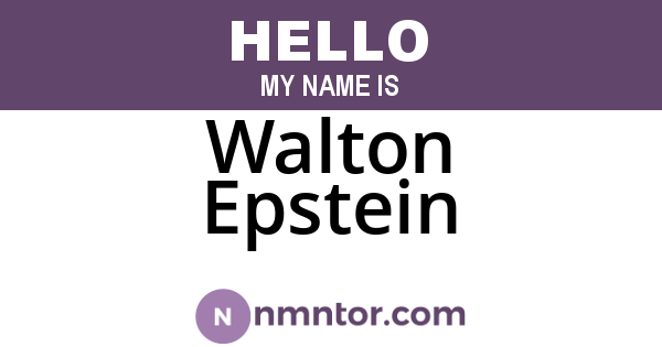 Walton Epstein