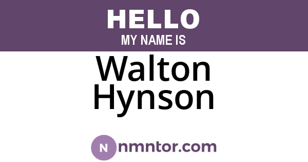 Walton Hynson