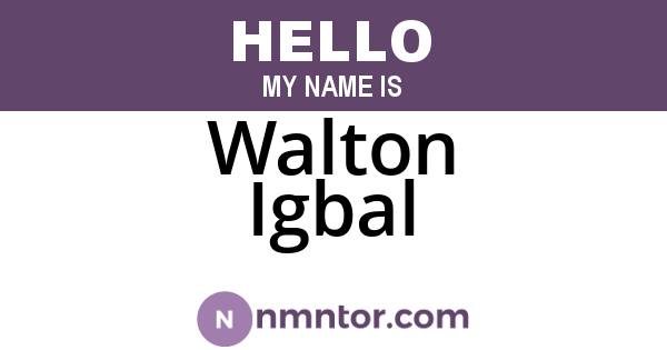 Walton Igbal