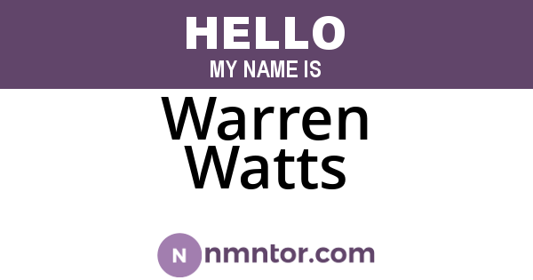 Warren Watts