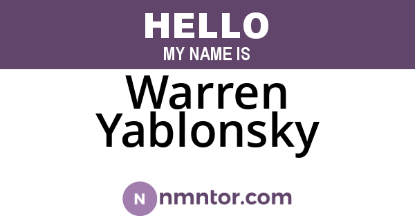 Warren Yablonsky