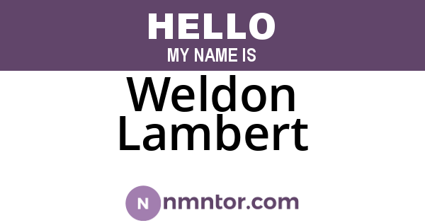 Weldon Lambert