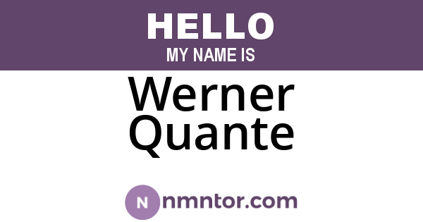 Werner Quante