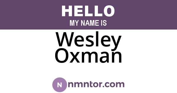 Wesley Oxman
