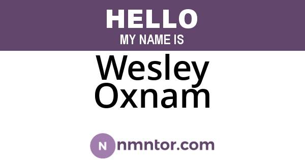 Wesley Oxnam