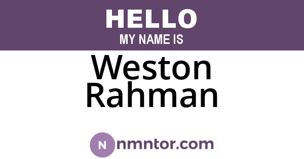 Weston Rahman
