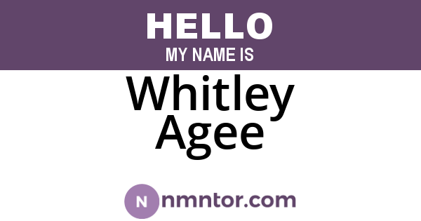 Whitley Agee