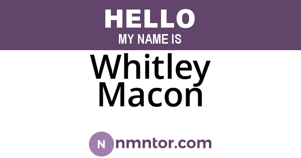 Whitley Macon