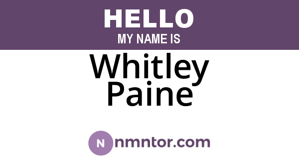 Whitley Paine