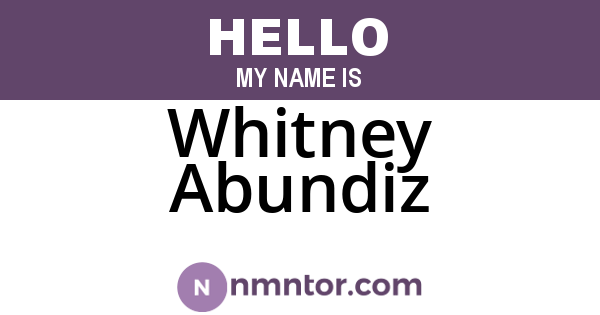 Whitney Abundiz