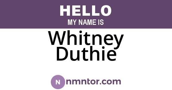 Whitney Duthie