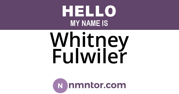 Whitney Fulwiler