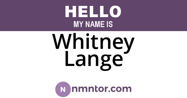 Whitney Lange
