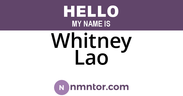 Whitney Lao