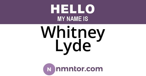 Whitney Lyde