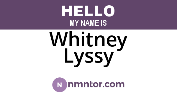 Whitney Lyssy