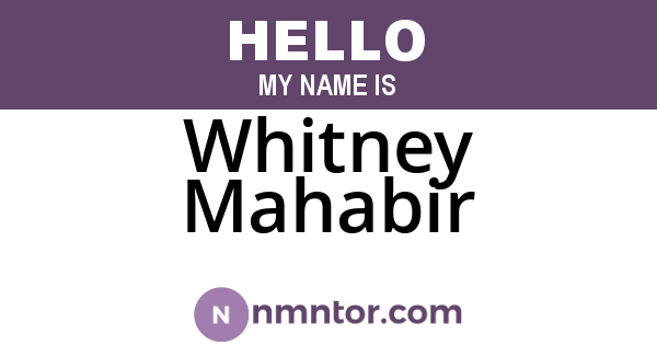 Whitney Mahabir
