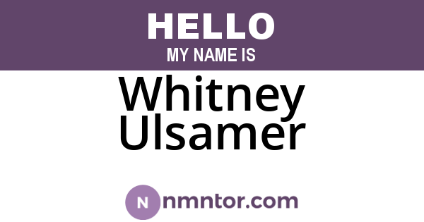 Whitney Ulsamer
