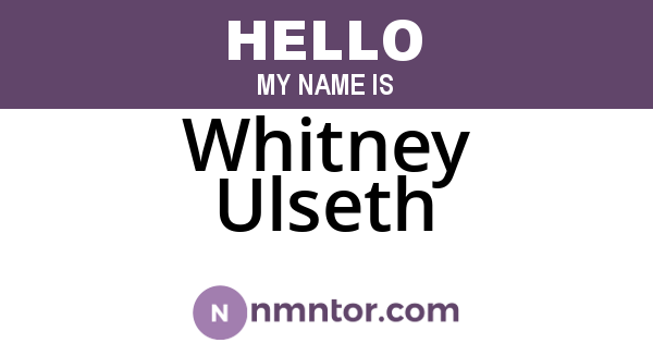 Whitney Ulseth