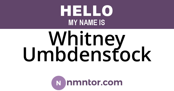 Whitney Umbdenstock