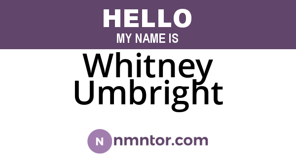 Whitney Umbright