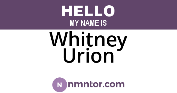 Whitney Urion