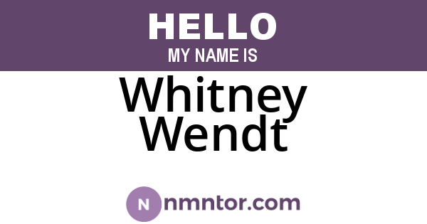 Whitney Wendt