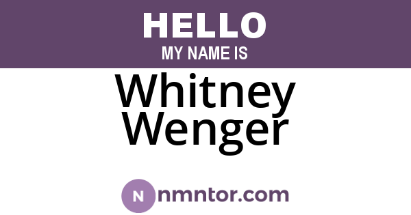 Whitney Wenger