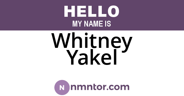 Whitney Yakel