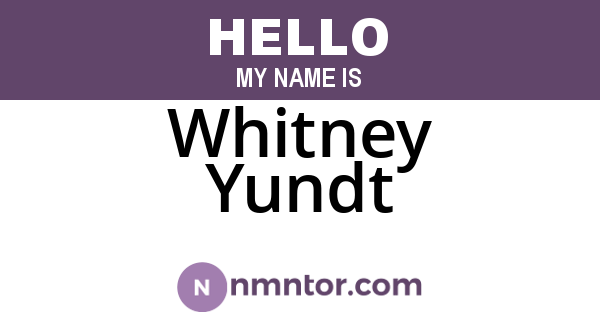 Whitney Yundt