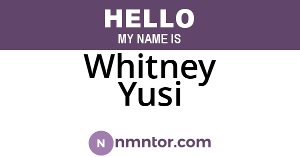 Whitney Yusi