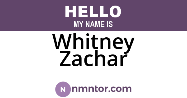 Whitney Zachar