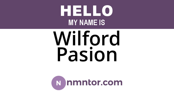 Wilford Pasion